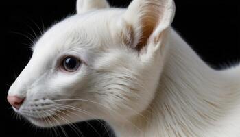 Profile of a White Cat Against a Black Background photo
