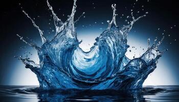 Powerful Water Splash In Dark Blue Background photo