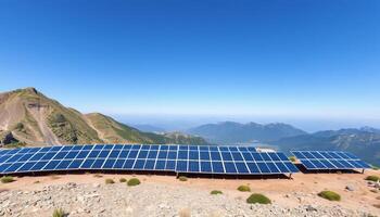 Solar Panels Installation On Mountain Top photo