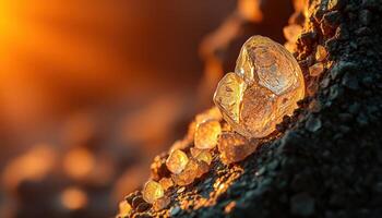 Heart Shaped Crystal In Golden Sunlight photo