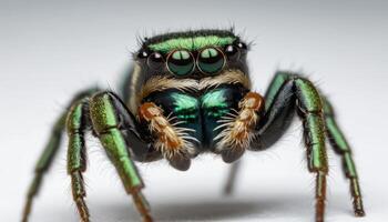 Green Jumping Spider Close Up photo