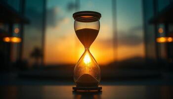 Hourglass At Sunset With Blurry Background photo