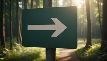 Forest Path Sign With Arrow Indicates Direction photo