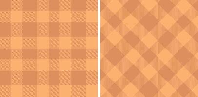 Deep Dark Peach Seamless Tartan with Neon Apricot accents Fabric Design vector