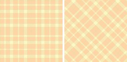 Warm Light Peach and Soft Egg Shell Seamless Tartan Fabric Design vector
