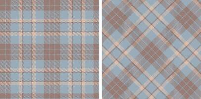 Dusty Reddish Grey and Vivid Bluey Grey Seamless Tartan Fabric Design vector