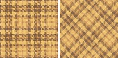 Deep Cocoa and Bright Sand Seamless Tartan Fabric Design vector