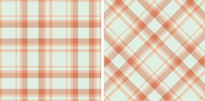 Warm Pale Salmon Seamless Tartan with Muted Ice accents Fabric Design vector