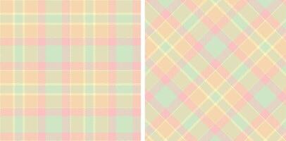 Vivid Cream and Light Light Peach Seamless Tartan Fabric Design vector