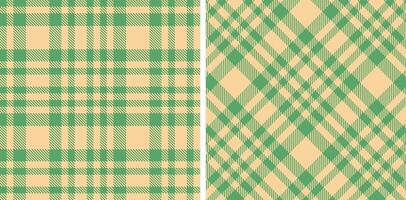 Bright Algae and Pastel Pale Peach Seamless Tartan Fabric Design vector