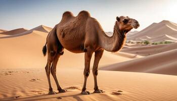 Camel in a Desert Landscape Under Clear Sky photo