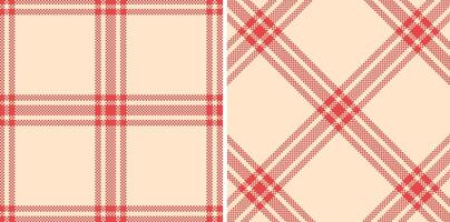Deep Grapefruit and Iridescent Light Peach Seamless Madras Plaid Textile Design vector
