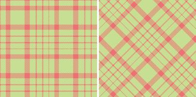 Soft Salmon Pink Seamless Madras Plaid with Smoky Celery accents Textile Design vector