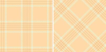 Bright Pale Peach and Vivid Peach Seamless Madras Plaid Textile Design vector