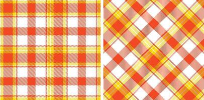 Deep White and Cool Orangered Seamless Tartan Fabric Design vector