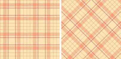 Spring Seamless Tartan featuring Neon Pale Peach and Deep Peach Fabric Design vector