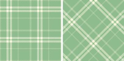 Spring Seamless Tartan featuring Pale Off White and Metallic Greyish Green Fabric Design vector
