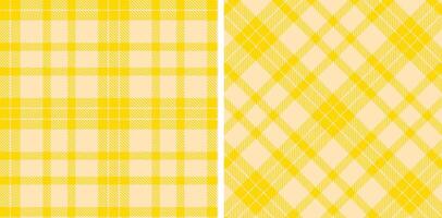 Spring Seamless Tartan featuring Vivid Sunflower Yellow and Warm Pale Peach Fabric Design vector