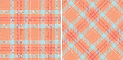 Spring Seamless Tartan featuring Dusty Peach and Soft Very Light Pink Fabric Design vector