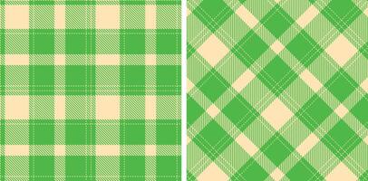 Soft Pale Peach Seamless Tartan with Iridescent Green accents Fabric Design vector