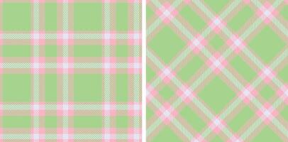 Spring Seamless Tartan featuring Warm Soft Pink and Warm Mint Green Fabric Design vector