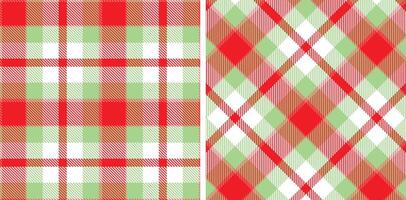 Spring Bright Coral Pink and Pale Fire Engine Red Seamless Tartan Fabric Design vector