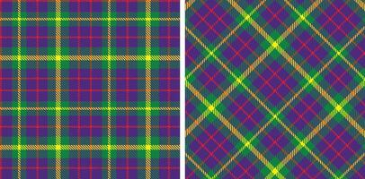 Spring Neon Indigo and Smoky Emerald Green Seamless Tartan Fabric Design vector