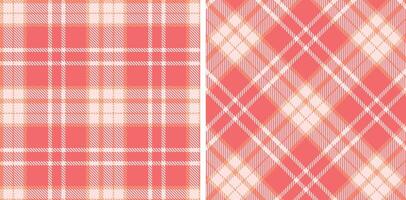 Spring Soft Very Light Pink and Bright Peach Seamless Tartan Fabric Design vector