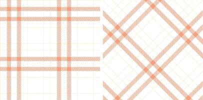 Deep White and Rich Pale Peach Seamless Tartan Fabric Design vector
