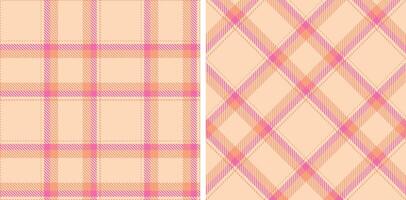 Spring Seamless Tartan featuring Warm Peach and Soft Light Peach Fabric Design vector