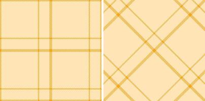 Spring Seamless Madras Plaid featuring Warm Yellowish Orange and Iridescent Pale Peach Textile Design vector