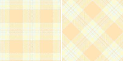 Spring Metallic Off White and Soft Pale Peach Seamless Madras Plaid Textile Design vector