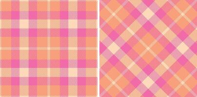 Spring Vivid Light Peach and Cool Peach Seamless Madras Plaid Textile Design vector