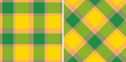 Spring Seamless Madras Plaid featuring Deep Peach and Dusty Emerald Green Textile Design vector