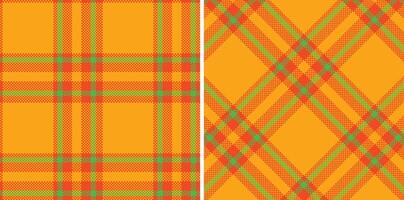 Spring Seamless Madras Plaid featuring Pastel Orangered and Muted Yellowish Orange Textile Design vector