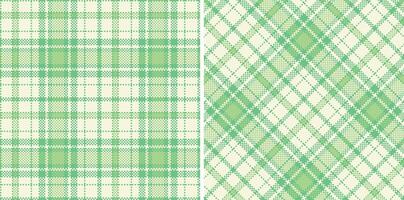 Spring Seamless Madras Plaid featuring Warm Bright Sea Green and Deep Off White Textile Design vector