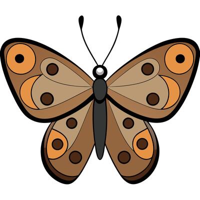 Retro Butterfly Illustration in Flat Design with Bold Colors