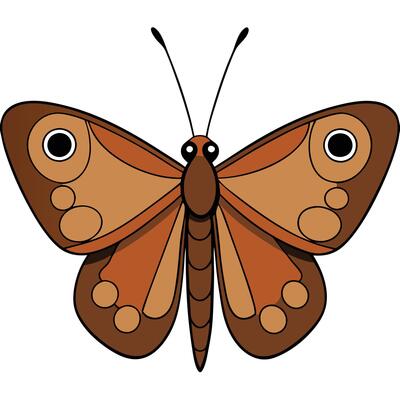Simple Butterfly Icon in Flat Design with Solid Colors