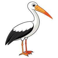 A cartoon stork with a long beak and orange beak vector