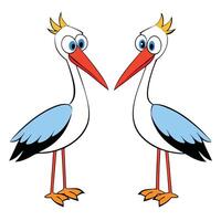 Two cartoon storks standing next to each other vector
