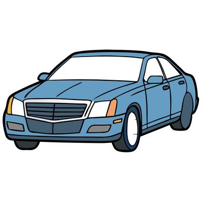 A blue car on a white background