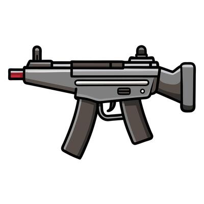Simple Gun Illustration in Flat Style with Solid Colors