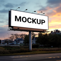 Realistic Billboard Mockup with City View and Sky Backdrop psd