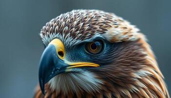 Majestic Eagle Portrait Close-up of Brown and White Feathered Bird with Sharp Beak and Intense Gaze photo
