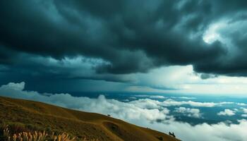 Stormy Mountain View Over Clouds photo