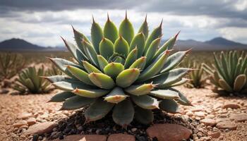 Blueish-Green Succulent in Desert Landscape photo