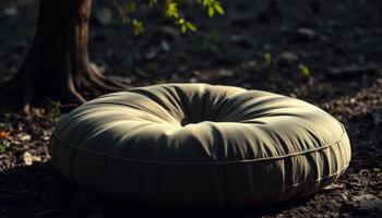 Circular Outdoor Cushion in Forest Setting photo