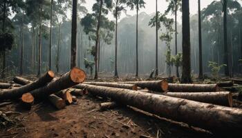 Deforestation Scene In Tropical Forest photo