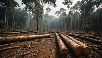 Deforestation Scene In Rainforest Landscape photo