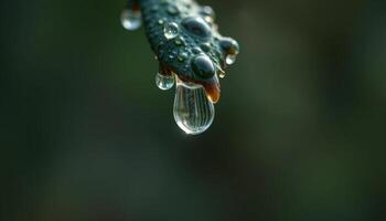 Dew Drops On Leaf Close Up Nature Detail photo